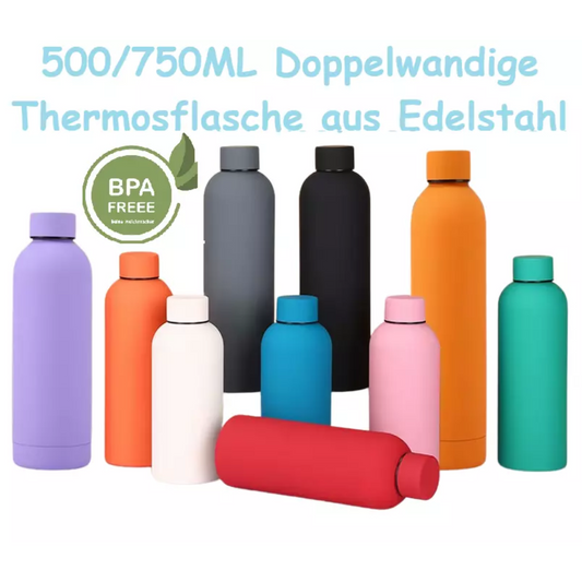 Thermosflasche Edelstahl 0,5/0,75ltr Isolierflasche BPA frei Trinkflasche